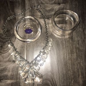 Lucite clear bangles necklace and ring